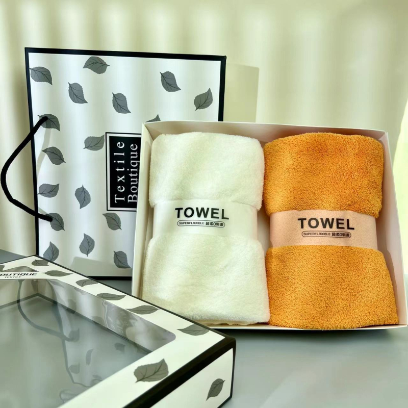 Dāvanu kastē dvieļu komplekts, korallvelūra sejas dvieļi, logotipa apdruka, plakanais audums, svars 300 g