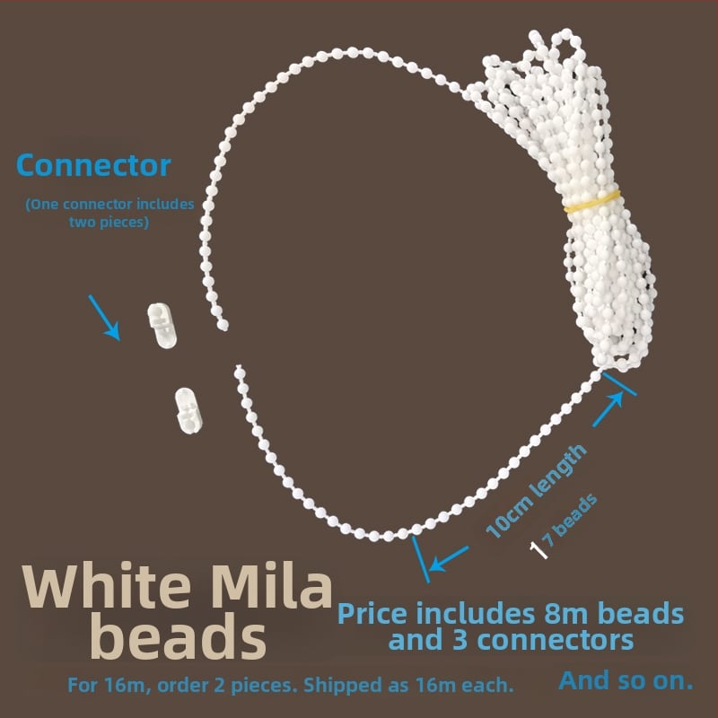 Κορδόνι κουρτινών με χάντρες για ρολοκουρτίνες, άξονας περιστροφής επάνω-κάτω, χειροκίνητος μηχανισμός έλξης, ύφασμα από μετάξι, κωδ. F96T58S85MMJ7J