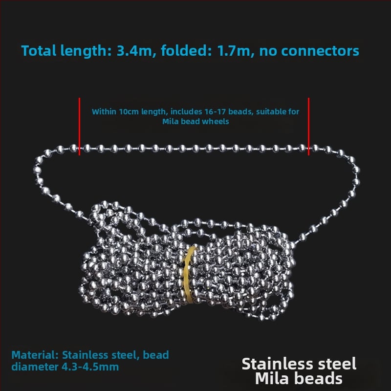 Κορδόνι κουρτινών με χάντρες για ρολοκουρτίνες, άξονας περιστροφής επάνω-κάτω, χειροκίνητος μηχανισμός έλξης, ύφασμα από μετάξι, κωδ. F96T58S85MMJ7J