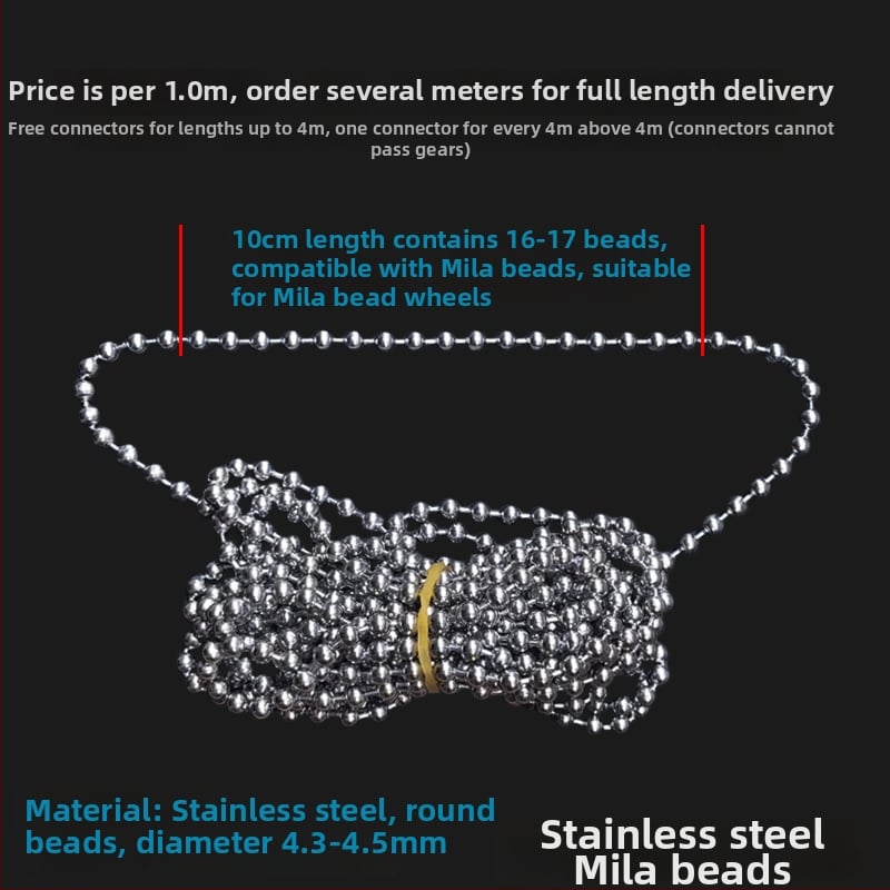 Κορδόνι κουρτινών με χάντρες για ρολοκουρτίνες, άξονας περιστροφής επάνω-κάτω, χειροκίνητος μηχανισμός έλξης, ύφασμα από μετάξι, κωδ. F96T58S85MMJ7J