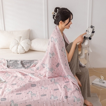 Puuvillane marli tekk rätikust tekke jaoks suveks, 1.1–1.5 kg, džakardmustriga taimede motiividega