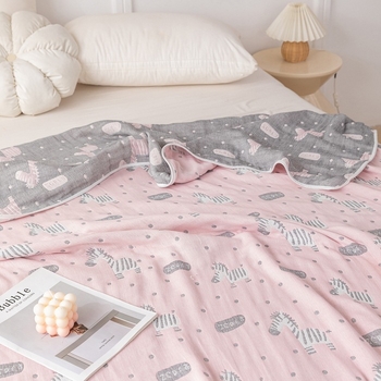 Puuvillane marli tekk rätikust tekke jaoks suveks, 1.1–1.5 kg, džakardmustriga taimede motiividega