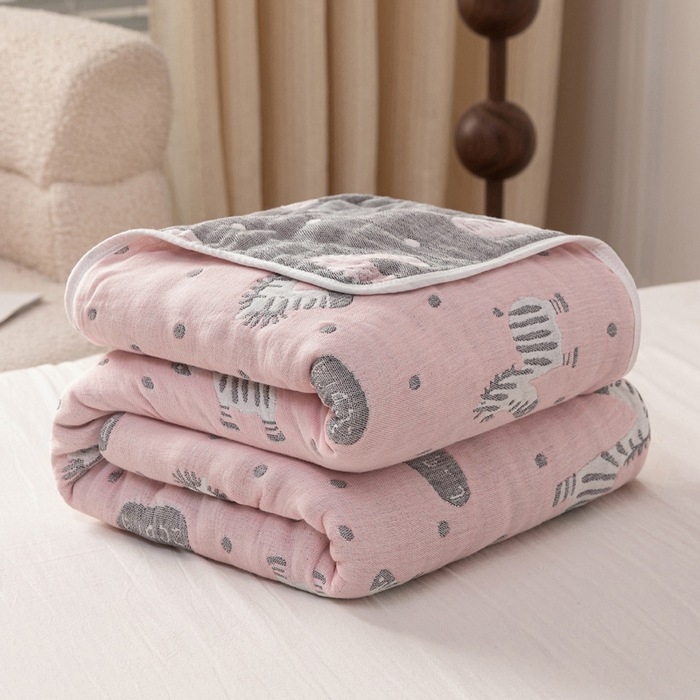 Puuvillane marli tekk rätikust tekke jaoks suveks, 1.1–1.5 kg, džakardmustriga taimede motiividega