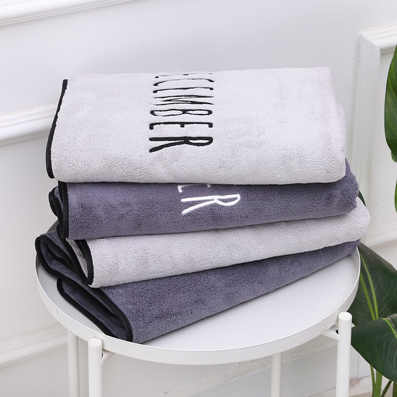 Wanyu vonios rankšluostis, mikropluoštas, išsiuvinėtas logotipas, super sugeriantis, svoris 300–400 g