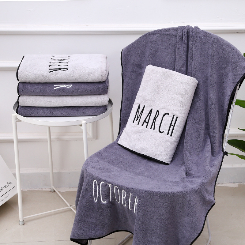 Wanyu vonios rankšluostis, mikropluoštas, išsiuvinėtas logotipas, super sugeriantis, svoris 300–400 g