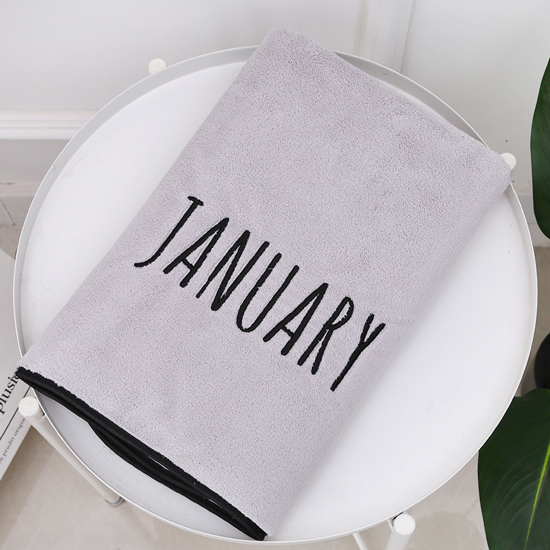 Wanyu vonios rankšluostis, mikropluoštas, išsiuvinėtas logotipas, super sugeriantis, svoris 300–400 g