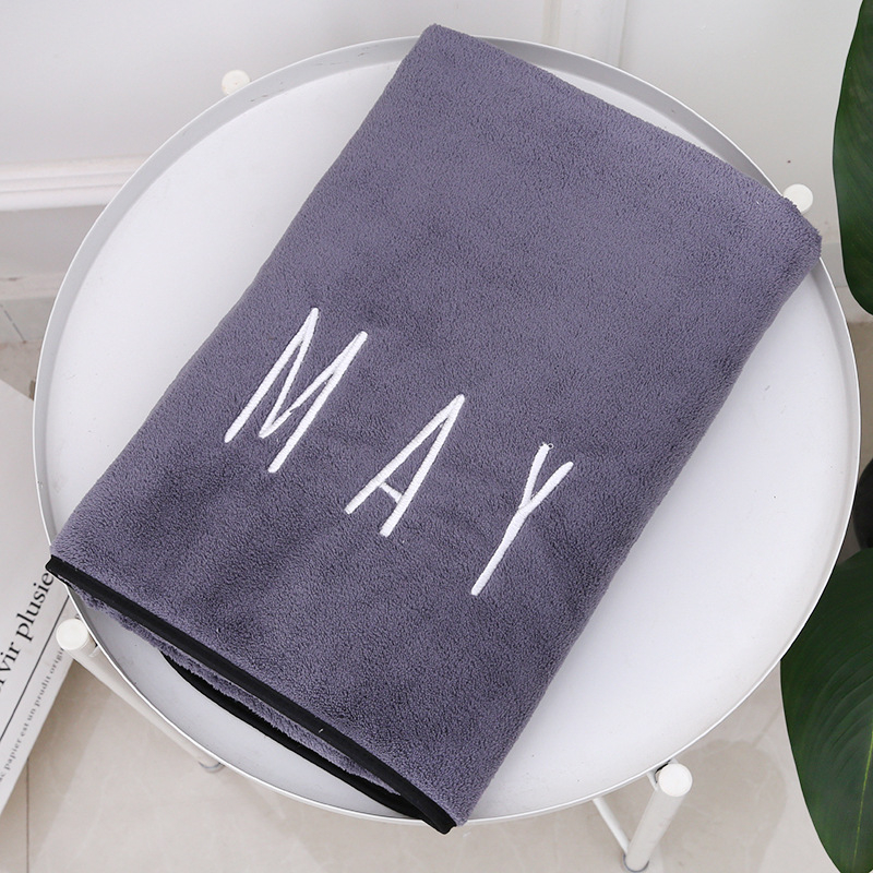 Wanyu vonios rankšluostis, mikropluoštas, išsiuvinėtas logotipas, super sugeriantis, svoris 300–400 g