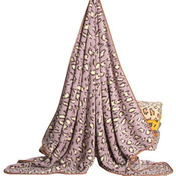 Leopardų spausdinimo koralinis fliso rankšluostis su pakabiniu dizainu, mažo svorio iki 100 g, 150D