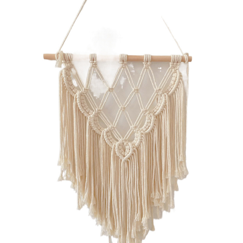 Bohemiai falidísz pamutfonálból, téglalap alakú, modern minimál stílus, fő összetevő pamut 30–40%, másodlagos pamut 90%