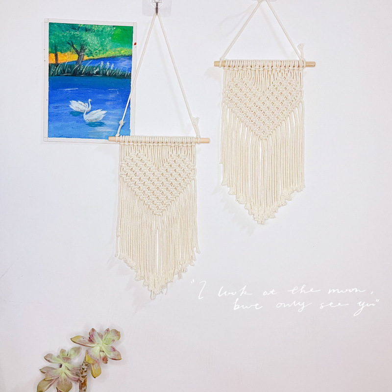 Bohemiai falidísz pamutfonálból, téglalap alakú, modern minimál stílus, fő összetevő pamut 30–40%, másodlagos pamut 90%