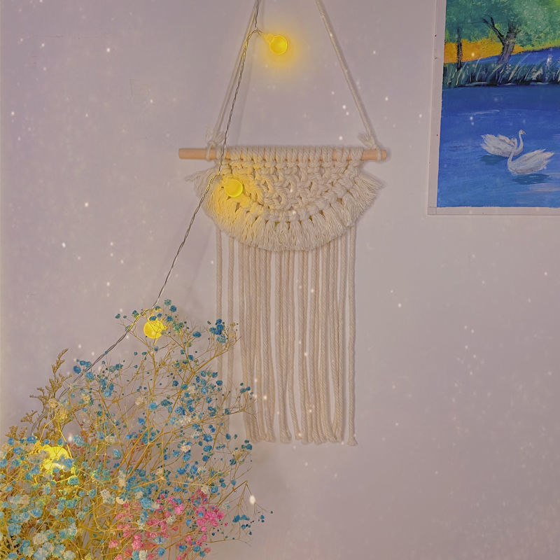 Bohemiai falidísz pamutfonálból, téglalap alakú, modern minimál stílus, fő összetevő pamut 30–40%, másodlagos pamut 90%