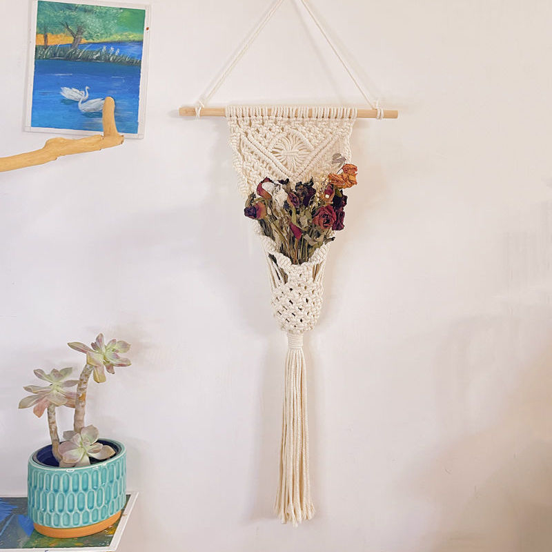 Bohemiai falidísz pamutfonálból, téglalap alakú, modern minimál stílus, fő összetevő pamut 30–40%, másodlagos pamut 90%