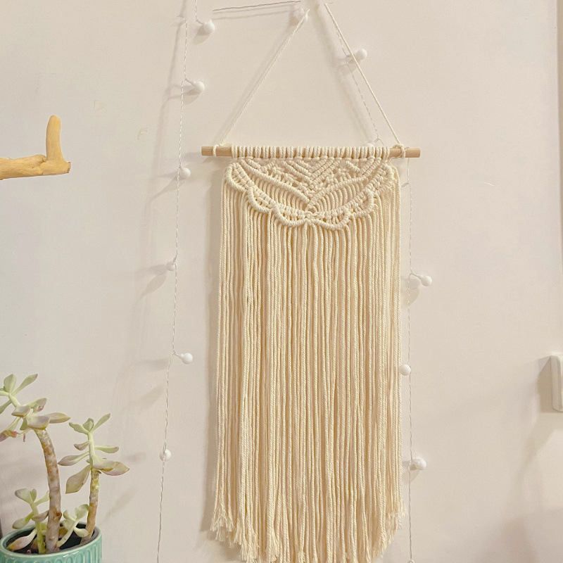 Bohemiai falidísz pamutfonálból, téglalap alakú, modern minimál stílus, fő összetevő pamut 30–40%, másodlagos pamut 90%