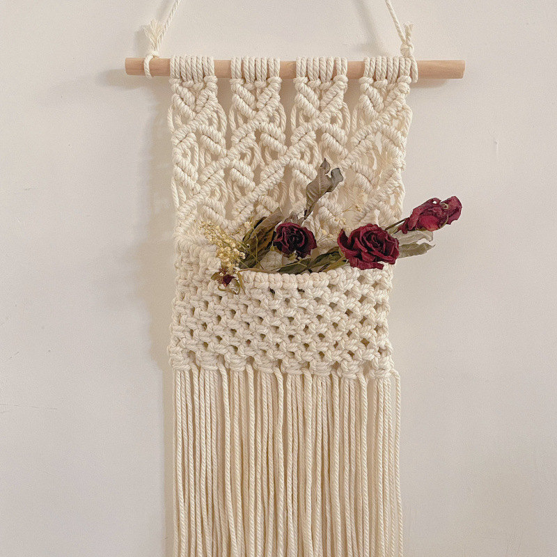 Bohemiai falidísz pamutfonálból, téglalap alakú, modern minimál stílus, fő összetevő pamut 30–40%, másodlagos pamut 90%