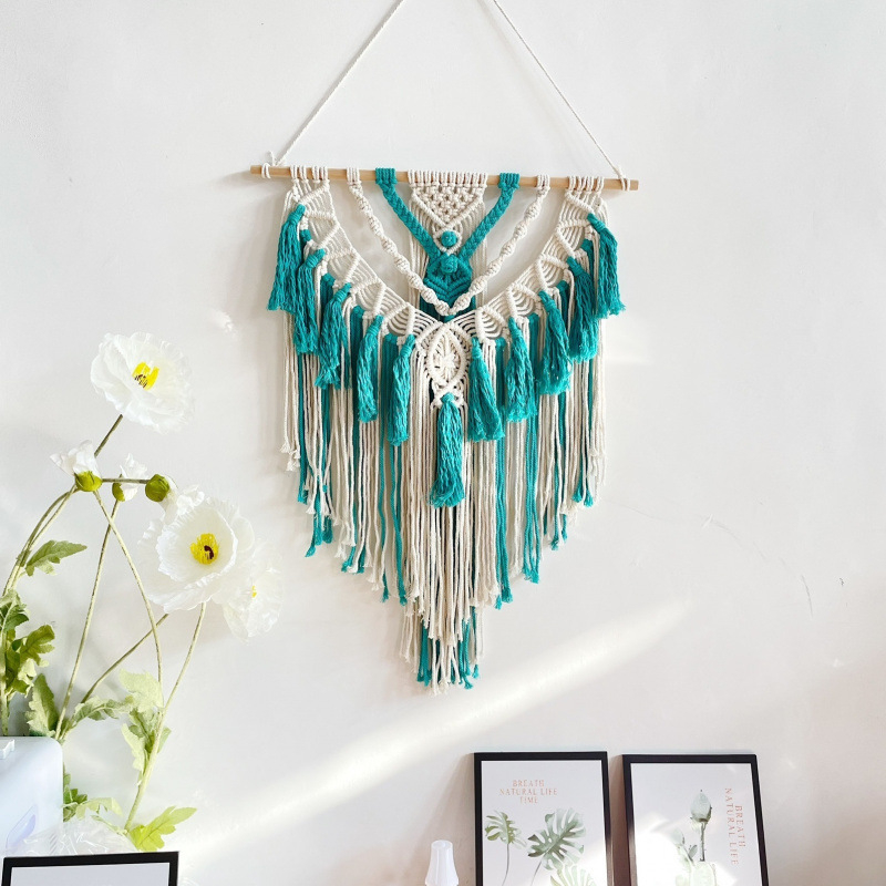 Bohemiai falidísz pamutfonálból, téglalap alakú, modern minimál stílus, fő összetevő pamut 30–40%, másodlagos pamut 90%