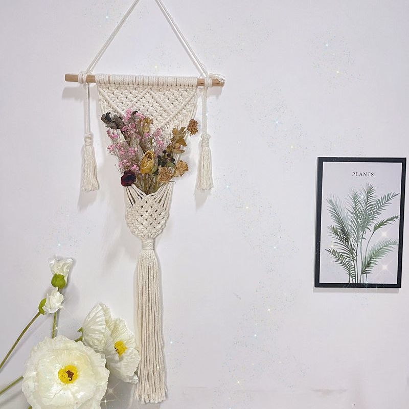 Bohemiai falidísz pamutfonálból, téglalap alakú, modern minimál stílus, fő összetevő pamut 30–40%, másodlagos pamut 90%