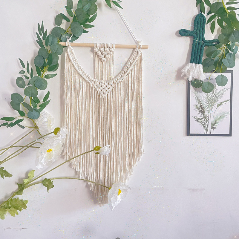 Bohemiai falidísz pamutfonálból, téglalap alakú, modern minimál stílus, fő összetevő pamut 30–40%, másodlagos pamut 90%