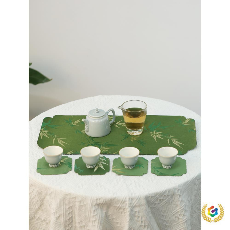 Dviejų pusių brokato arbatos kilimėlis – kvadratinės formos, atsparus aukštoms temperatūroms, rūmų stiliaus ir kinų stiliaus