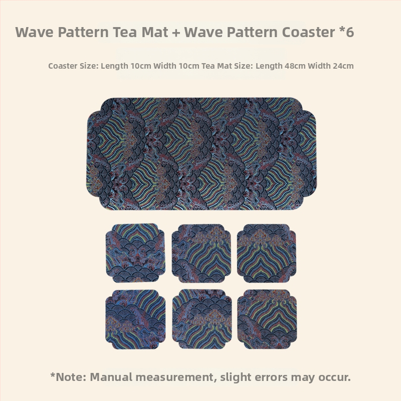 Dviejų pusių brokato arbatos kilimėlis – kvadratinės formos, atsparus aukštoms temperatūroms, rūmų stiliaus ir kinų stiliaus