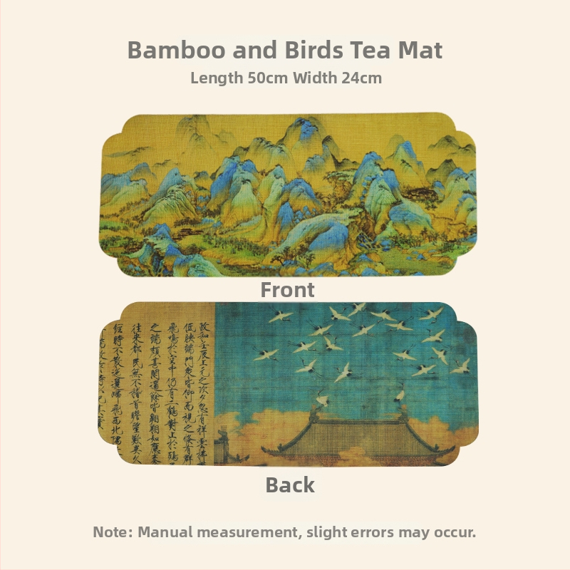 Dviejų pusių brokato arbatos kilimėlis – kvadratinės formos, atsparus aukštoms temperatūroms, rūmų stiliaus ir kinų stiliaus