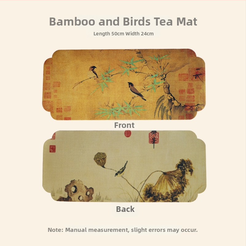 Dviejų pusių brokato arbatos kilimėlis – kvadratinės formos, atsparus aukštoms temperatūroms, rūmų stiliaus ir kinų stiliaus