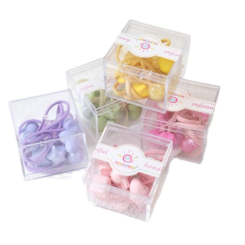 Bērnu augsti elastīgas matu gumijas, rokdarbiem, akrila materiāls, Princeses sērija, modeļi: Sirds/Kvadrāts/Lācis/Zvaigzne/Zaķis, iepakojumā 10 gab.