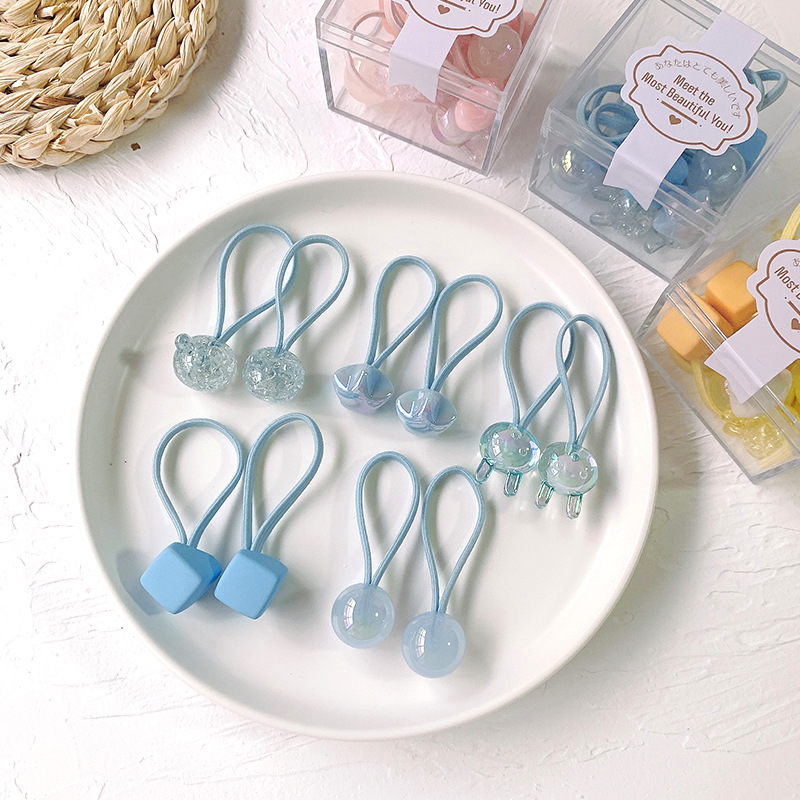 Bērnu augsti elastīgas matu gumijas, rokdarbiem, akrila materiāls, Princeses sērija, modeļi: Sirds/Kvadrāts/Lācis/Zvaigzne/Zaķis, iepakojumā 10 gab.