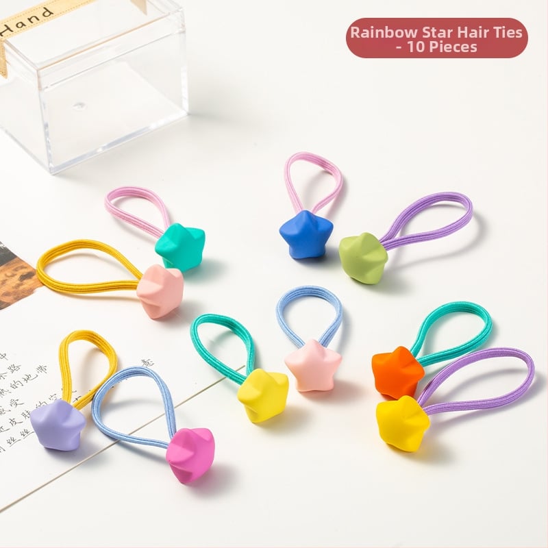 Bērnu augsti elastīgas matu gumijas, rokdarbiem, akrila materiāls, Princeses sērija, modeļi: Sirds/Kvadrāts/Lācis/Zvaigzne/Zaķis, iepakojumā 10 gab.