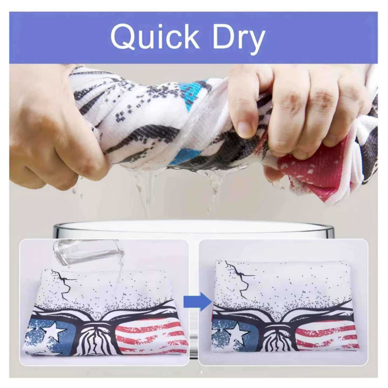 Mikropluošto vonios ir plaukimo rankšluostis – 200–300 g, 150d siūlai, siuvinėtas kraštas, be pūkų, greitas džiūvimas