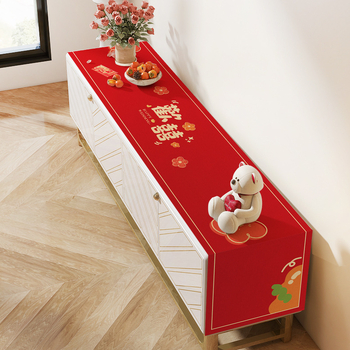 Televizoriaus spintelės staltiesė - stačiakampė, audinys, raukšlių atsparumas, paprastas ir modernus stilius, geometrinis raštas