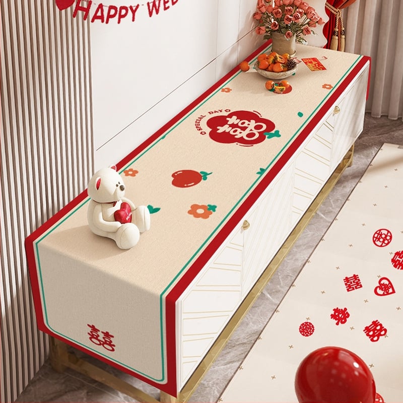 Televizoriaus spintelės staltiesė - stačiakampė, audinys, raukšlių atsparumas, paprastas ir modernus stilius, geometrinis raštas