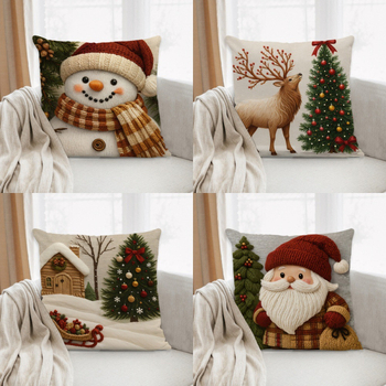 Kalėdinė pagalvių uždanga – poliesteris, imitacinis siuvinėjimas, pritaikymas prieinama, svetainei dekoruoti