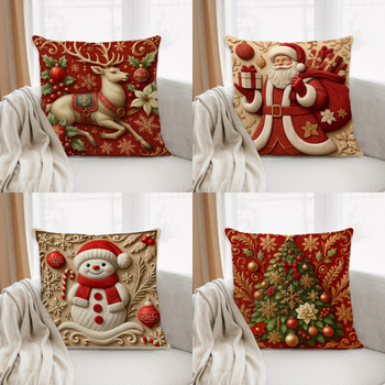 Kalėdinė pagalvių uždanga – poliesteris, imitacinis siuvinėjimas, pritaikymas prieinama, svetainei dekoruoti