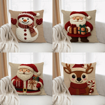 Kalėdinė pagalvių uždanga – poliesteris, imitacinis siuvinėjimas, pritaikymas prieinama, svetainei dekoruoti