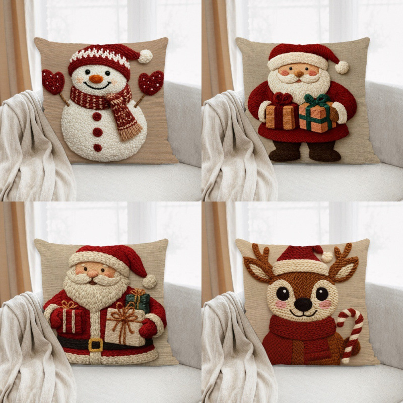 Kalėdinė pagalvių uždanga – poliesteris, imitacinis siuvinėjimas, pritaikymas prieinama, svetainei dekoruoti