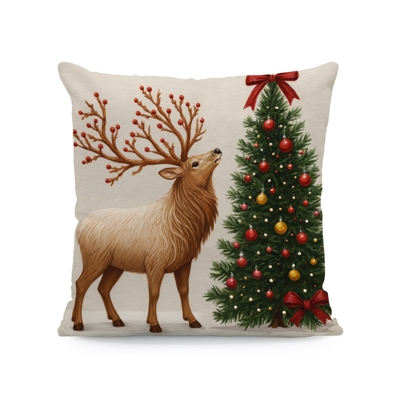 Kalėdinė pagalvių uždanga – poliesteris, imitacinis siuvinėjimas, pritaikymas prieinama, svetainei dekoruoti