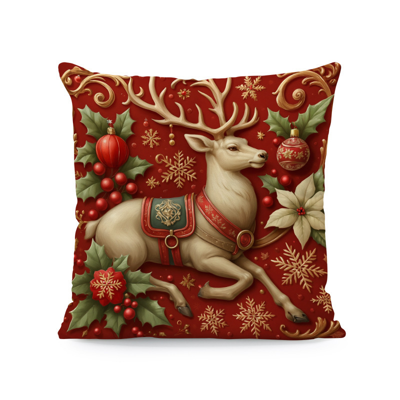 Kalėdinė pagalvių uždanga – poliesteris, imitacinis siuvinėjimas, pritaikymas prieinama, svetainei dekoruoti