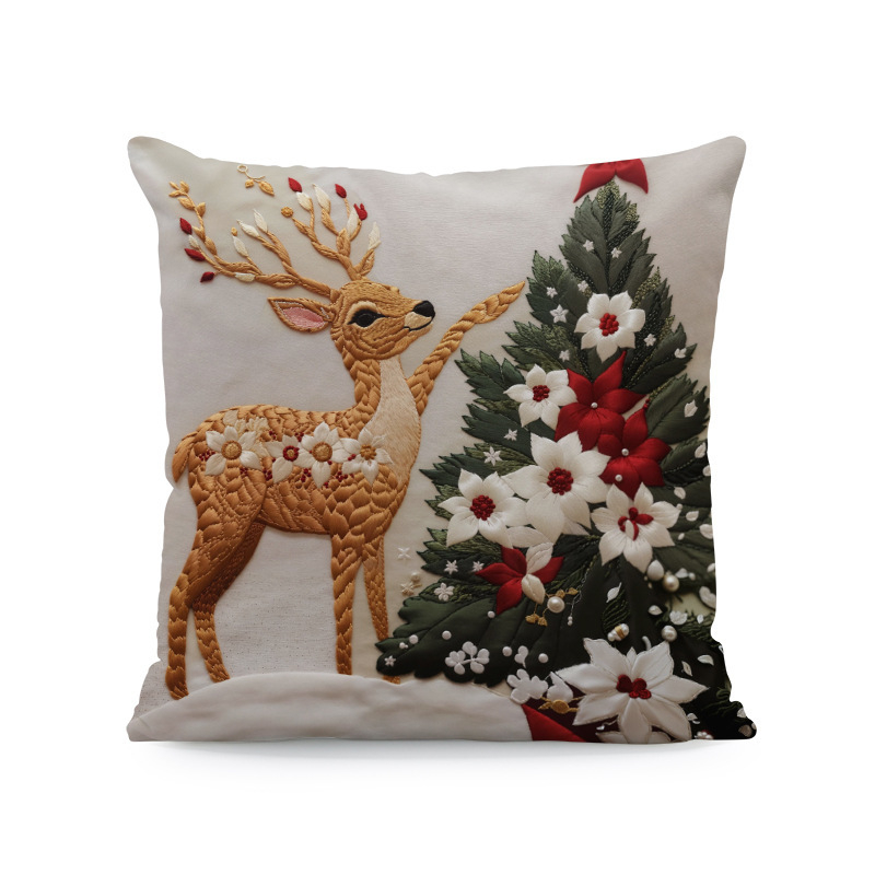 Kalėdinė pagalvių uždanga – poliesteris, imitacinis siuvinėjimas, pritaikymas prieinama, svetainei dekoruoti