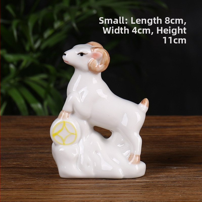 Keraminis Zodiako komplektas su 12 gyvūnų figūrėlėmis, skirtas svetainei ir darbo stalui, naujojo kinų stiliaus