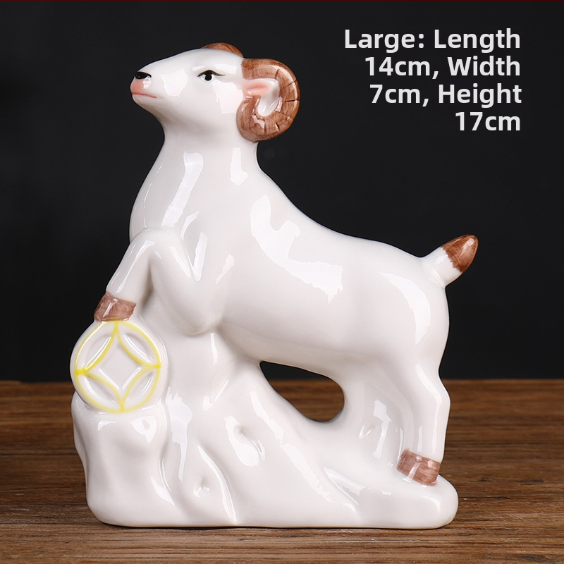 Keraminis Zodiako komplektas su 12 gyvūnų figūrėlėmis, skirtas svetainei ir darbo stalui, naujojo kinų stiliaus