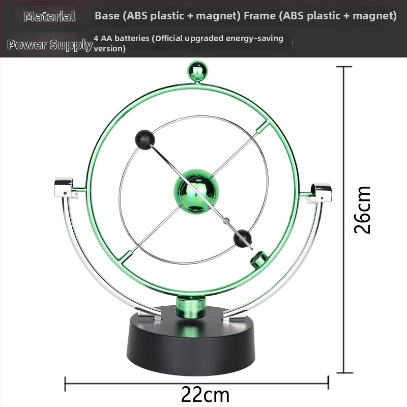Njutono pendulio dekoras su magnetine levitacija — modernus minimalistinis dizainas, unikali prekė