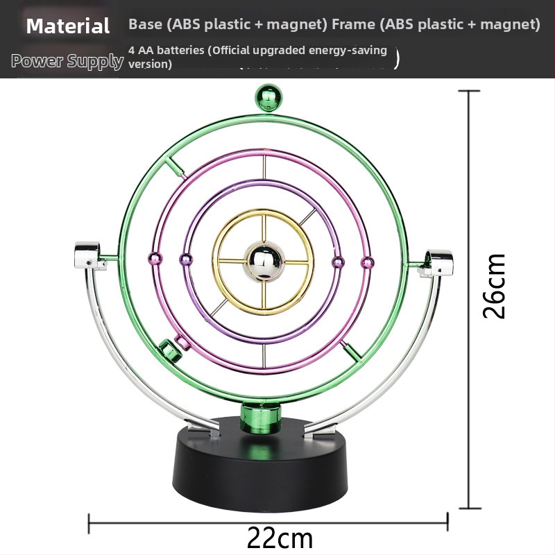 Njutono pendulio dekoras su magnetine levitacija — modernus minimalistinis dizainas, unikali prekė