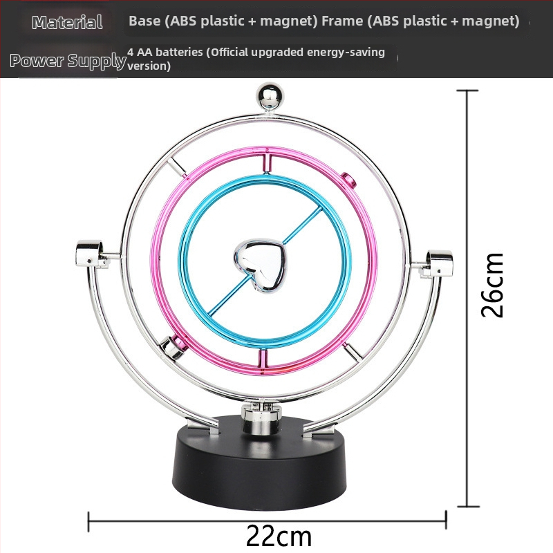 Njutono pendulio dekoras su magnetine levitacija — modernus minimalistinis dizainas, unikali prekė