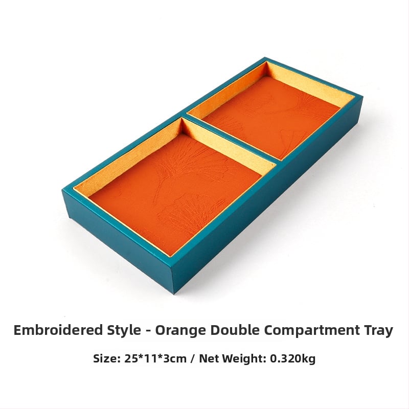 Üheosaline juveelide näitamiplokk PU nahast, PU naha korpuse ja tikitud brokaatkanga, ühe kihiline, kunstiline stiil, õmblustehnika