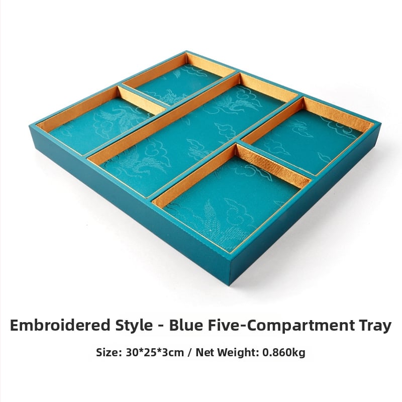 Üheosaline juveelide näitamiplokk PU nahast, PU naha korpuse ja tikitud brokaatkanga, ühe kihiline, kunstiline stiil, õmblustehnika