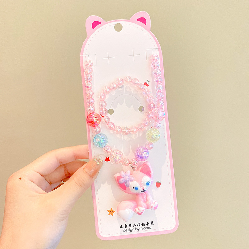 Vaikų papuošalų komplektas: karoliai, šviesos apyrankė, auskarai su kabliu ir žiedas – animacinių filmų princesės serija, plastikas/derva, amžius 3-10 metų