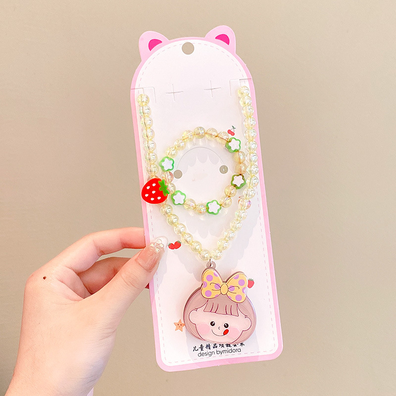 Vaikų papuošalų komplektas: karoliai, šviesos apyrankė, auskarai su kabliu ir žiedas – animacinių filmų princesės serija, plastikas/derva, amžius 3-10 metų