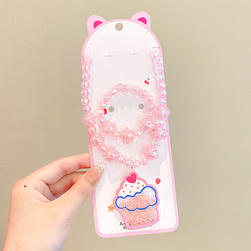 Vaikų papuošalų komplektas: karoliai, šviesos apyrankė, auskarai su kabliu ir žiedas – animacinių filmų princesės serija, plastikas/derva, amžius 3-10 metų