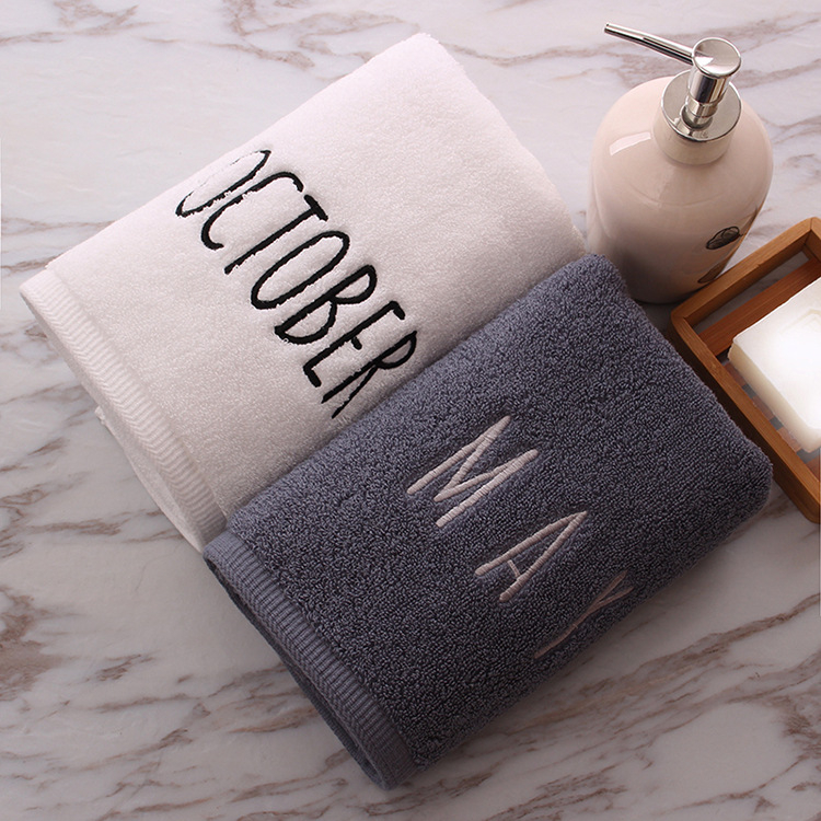 Medvilninis veido rankšluostis, 32S siūlai, siuvinėtas ir paprastos plokščios audinio, 100–120 g, pritaikomas