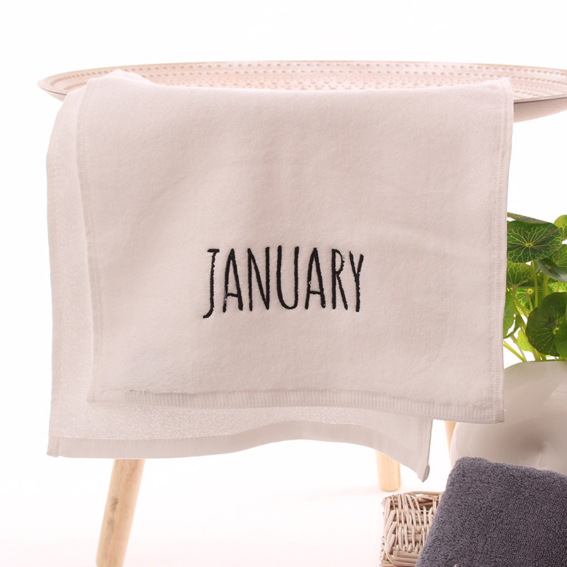 Medvilninis veido rankšluostis, 32S siūlai, siuvinėtas ir paprastos plokščios audinio, 100–120 g, pritaikomas